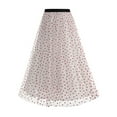 thumbnail image 2 of Diufon Women's Tulle Skirts Elastic High Waist Pleated Midi Skirt Polka Dot Mesh Flowy A-Line Party Long Skirts, 2 of 9
