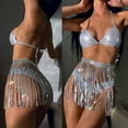 thumbnail image 2 of ZPAQI Women Tassels Bathing Suit 3 Pieces Swimsuit Glitter-Halter Bikinis Rave-Outfits, 2 of 9