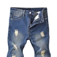 thumbnail image 3 of Quealent Boy's Skinny Fit Ripped Destroyed Distressed Fashion Denim Jeans Pants Navy for Size 11-12 Years, 3 of 3