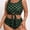 Green, variant on Plus Size Checkerboard Two Piece High Waist Bikini Set, Sleeveless Tie Front Crop Top Ruched Tummy Control Bathing Suit for Curvy Women Beach Spa Vacation