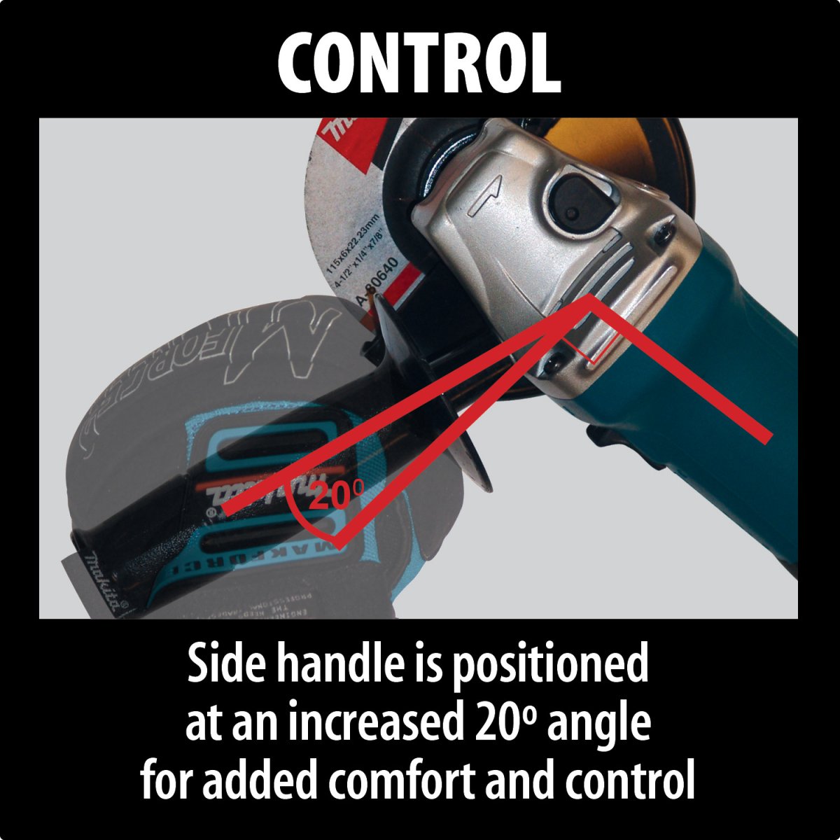 Makita GA4030K 4" Angle Grinder with Case, 6.0 AMP, 1100 RPM