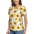 thumbnail image 2 of Vsdgher Sunflowers Women Shirts V Neck Short Sleeve Tops T-Shirt Basic Tees, S to 3XL3X-Large, 2 of 5