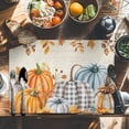 thumbnail image 6 of Fall Pumpkin Placemats Set of 6 Thanksgiving Sunflower Maple Leaf Heat Insulated Linen Place Mats, Washable Stain-Proof Table Mats for Dining Tables Holiday Decor 13x19inch, 6 of 9