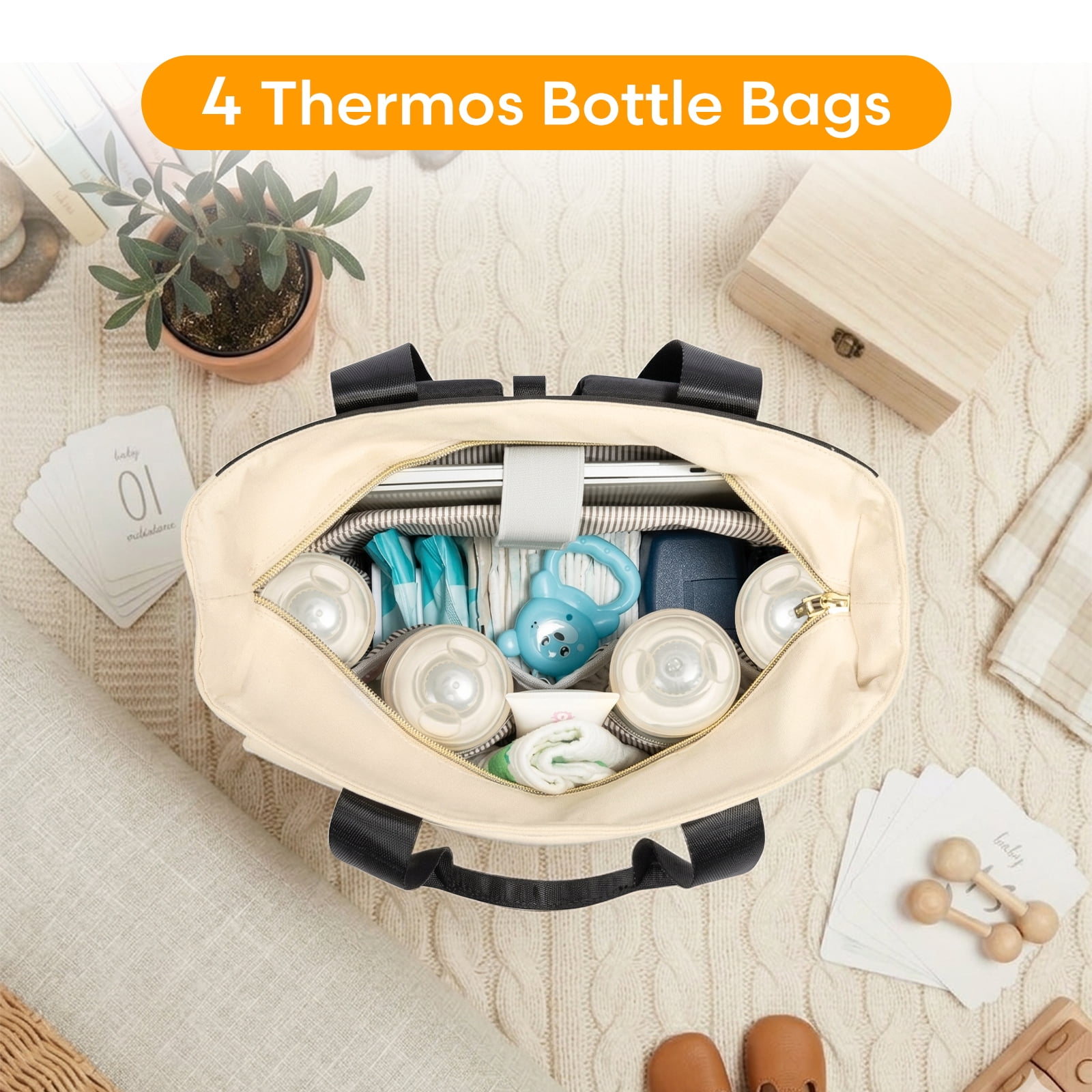 Baby Diaper Backpack with Changing Pad, Diaper Bag Backpack with 13 Pockets & Insulated Bottle Holders, Waterproof Travel Diaper Bag for Mom and Dad, Black Brown