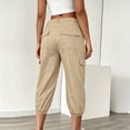 thumbnail image 4 of Kvture Womens Cargo Capris Pants Elastic Waist Hiking Pants Summer Casual Holiday Pants with Pockets Khaki Pant M, 4 of 9