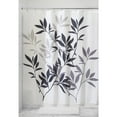 thumbnail image 2 of InterDesign Leaves Fabric Shower Curtain, Long 72" x 84", Black/Gray, 2 of 5