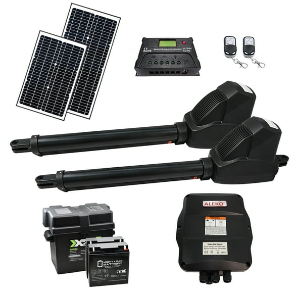 ALEKO Solar Powered Kit Swing Gate Operator for Dual Gates up to 1760 lb
