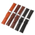 thumbnail image 1 of Correa de cuero con doble presión y hebilla de mariposa automática, cadena de reloj de cuero para hombres y mujeres, 1 of 3