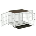 thumbnail image 3 of Bingopaw Triple Door Wooden Dog Crate Indoor, White, Extra Large, Removable Tray, 42.32"L x 28.15"W x 31.89"H, 3 of 12