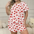 thumbnail image 2 of Tqcoqu Women's Plus Size Pajama Sets Short Sleeve Pjs 2 Piece Top and Shorts Sleepwear Comfy Soft Lounge Sets with Pockets,B-Red,Women's XL-XXXXXL, 2 of 7