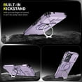 thumbnail image 2 of 360° Rotatable + 100° Fold Ring Stand Slim Fit Case for Motorola Moto G 5G 2025, with Sliding Camera Cover Shockproof Protection Matte Hybrid Phone Cover, Support Magnetic Car Mount, Purple, 2 of 9