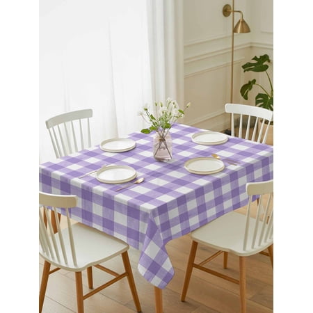 Purple Tablecloth Rectangle Table Cloth 60x84 Waterproof Tablecloth Outdoor Table Cloth Country French Rustic Buffalo Plaid Modern Art Washable Table Cover for Kitchen Dinning Party