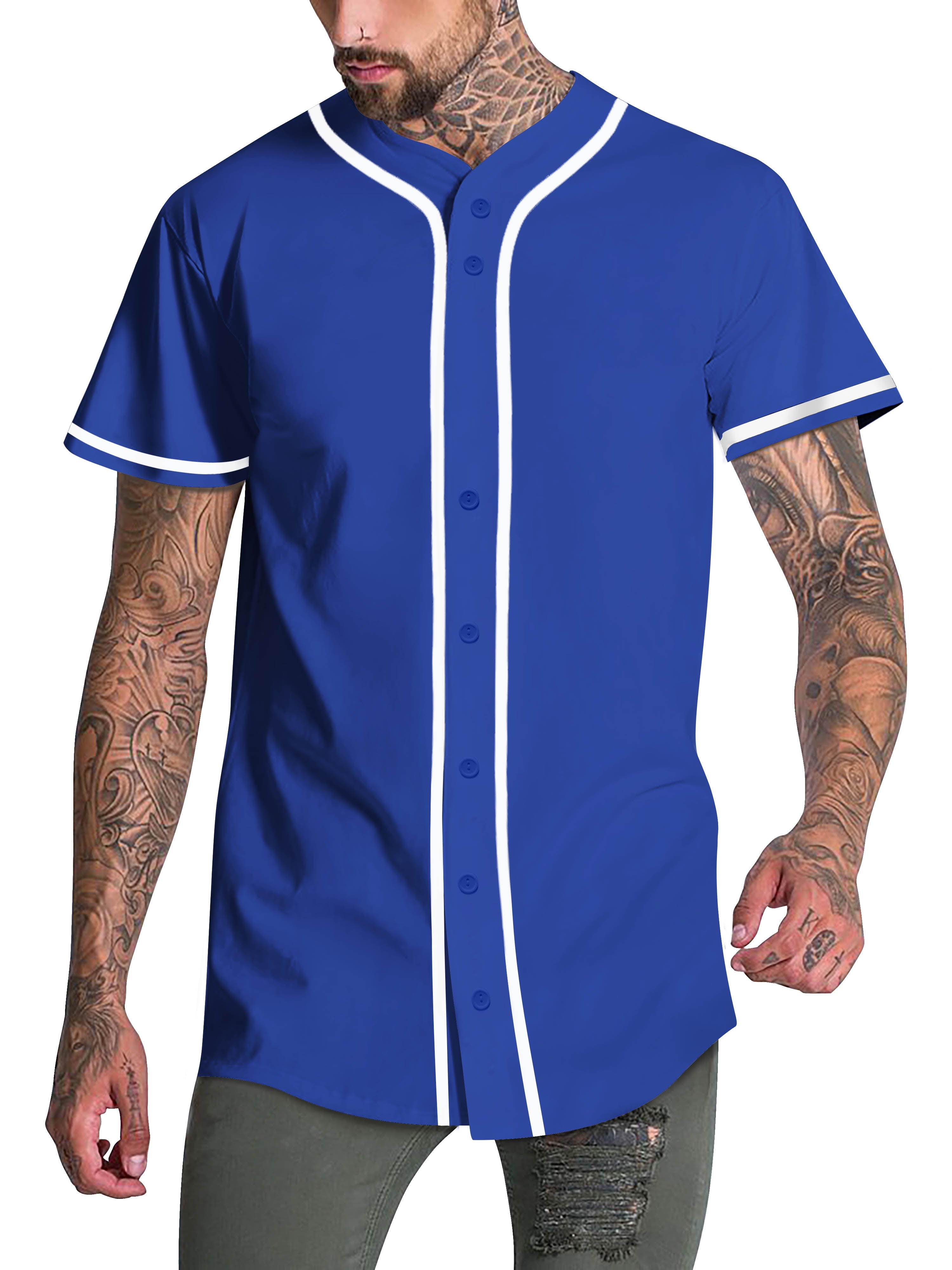 Hat and Beyond Mens Baseball Jersey T- Shirt Stripe Sports Team Hipster ...