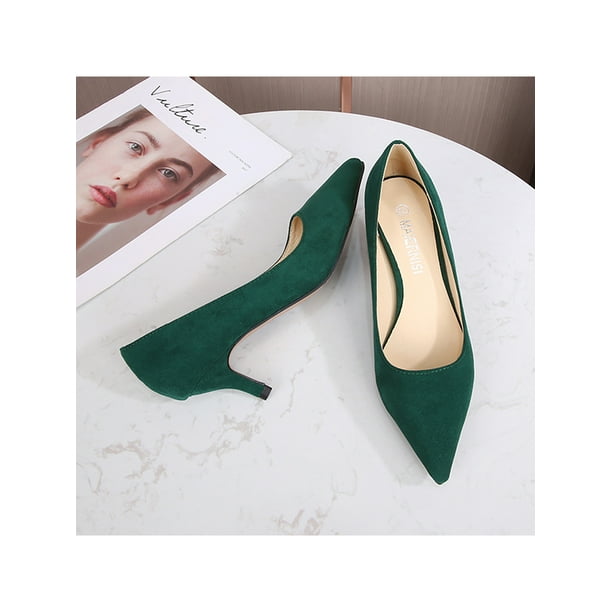Gomelly Low Heel Dress Shoes for Women Work Comfortable Heels Pumps Wedding  Wide Width Shoes Green 5.5 - Walmart Business Supplies