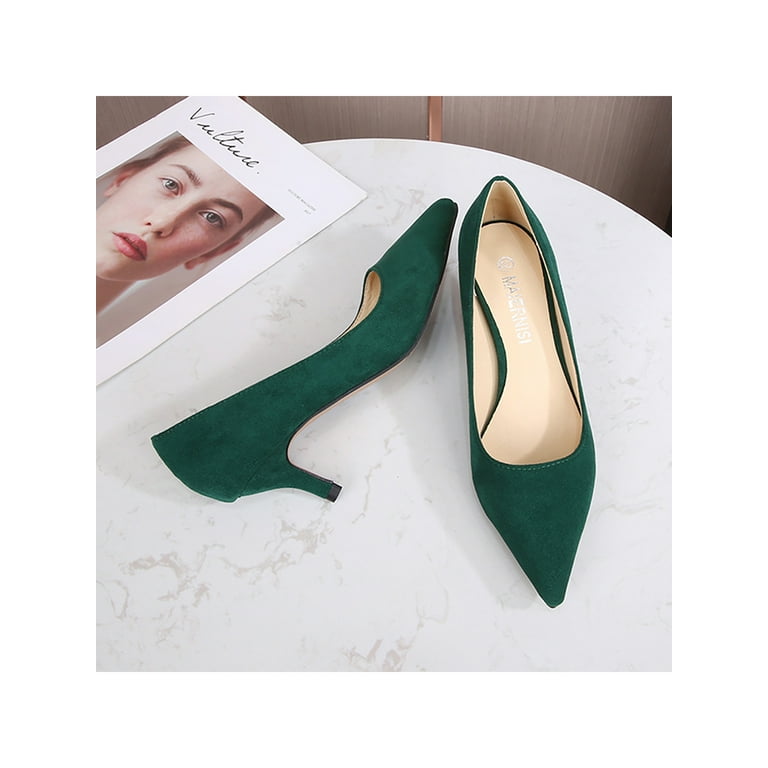 Dark green kitten hotsell heel shoes