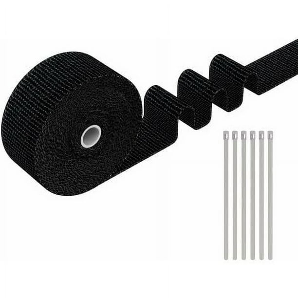 Cinta aislante térmica rosa Apuakthei de 10 m x 5 cm, cinta térmica de alto acabado para escape con juego de 6 abrazaderas de manguera de metal (NEGRA)