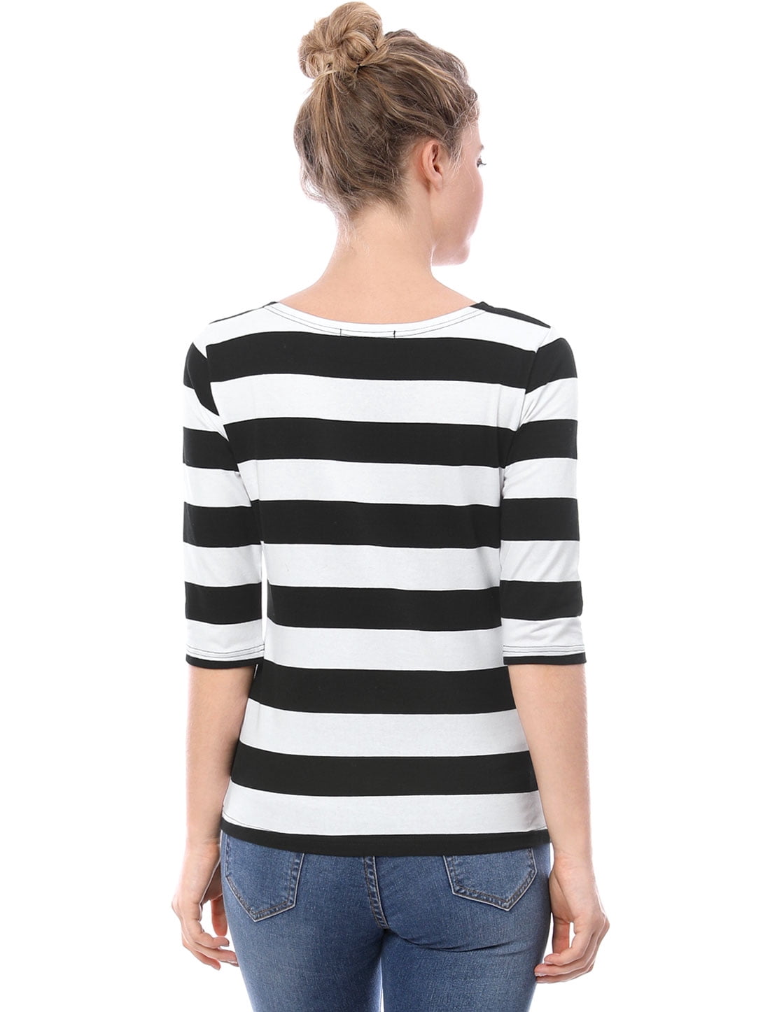 DARING DIVA Women's Halloween Costume Boat Neck Top T-Shirts 3XL Black White
