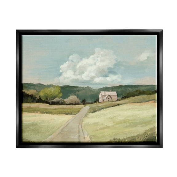 Stupell Industries Road Leading Home Countryside Mountain Landscape Jet Black Framed Floating Canvas Wall Art, 16x20, by Ziwei Li