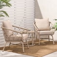 thumbnail image 3 of Roomfitters 3 Pcs Elegant Outdoor Wicker Chair Set with 2 Stylish Chairs and Round Coffee Table, Soft Cushions for Maximum Comfort, Perfect for Patio, Beige, 3 of 6