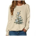 thumbnail image 4 of larppty Christmas Sweatshirt Women Cute Xmas Tree Snowman Print Graphic Pullover Sweater Winter Tops Party Casual Crewneck Clothes （Beige, L）, 4 of 6