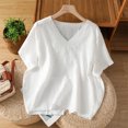 thumbnail image 1 of mfyjkho Tops Para Hacer Ejercicio, Suéter De Manga Corta Con Cuello En V Y Bordado De Lino Sintético Para Mujer, Top De Moda Tops Para Hacer Ejercicio M, 1 of 8