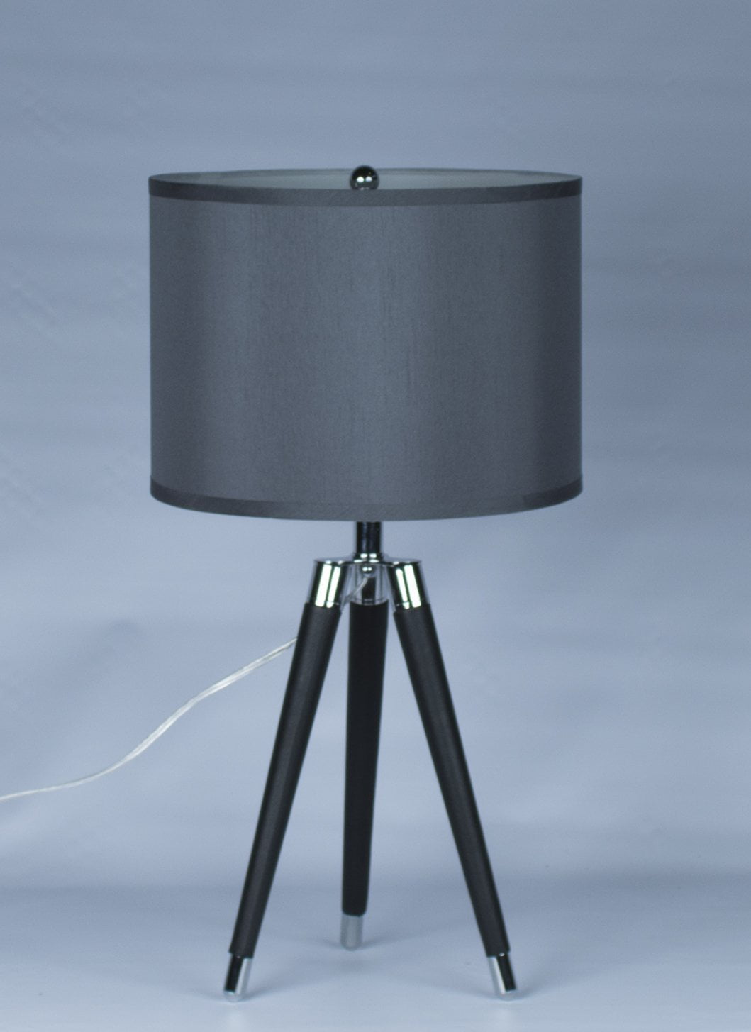 Urbanest Black Mid Century Modern Tripod Leather & Chrome Table Lamp 