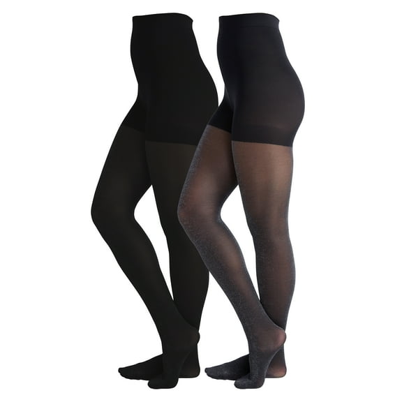 Joyspun Women's Shimmer Tights, 2-Pack, Sizes S-3XL
