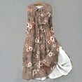thumbnail image 2 of BangWanChi Wedding Guest Dresses for Women Sexy Dresses for Women Sexy Dresses for Women Women Casual Temperament Elegant Loose Printed Lace Up Button Pleated 3/4 Sleeves Flip Collar Dress, 2 of 5