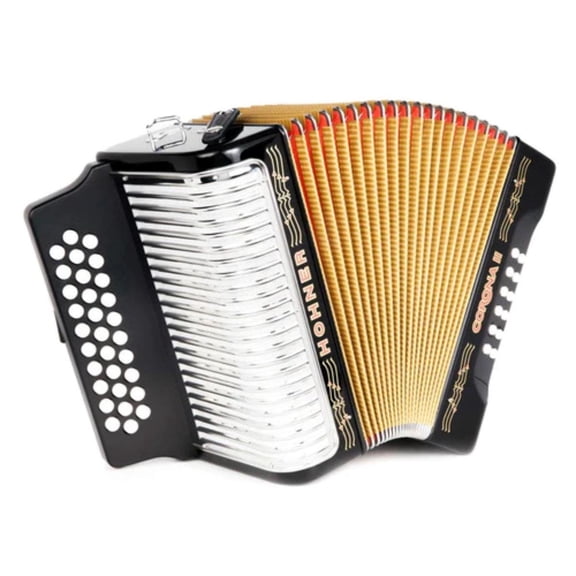 Hohner 3500GB Corona II Diatonic Accordion (GCF Keys, Jet Black)