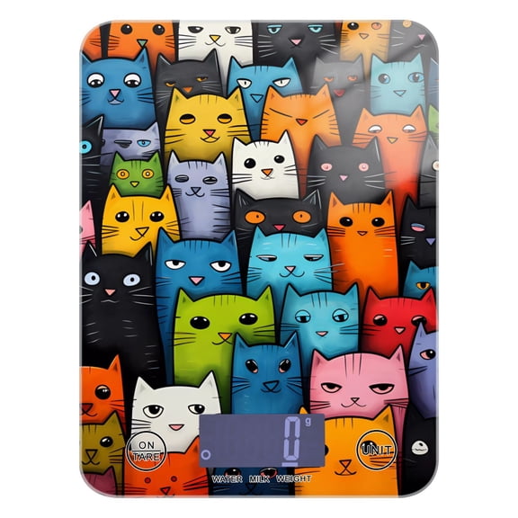 Cats Full Food Scale Digital Kitchen Scale Waterproof Tempered Glass Tare Function 11 lb for Baking Cooking Meal Prep