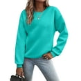 thumbnail image 2 of larppty Women's Long Sleeve Tops Casual Solid Cute Crewneck Basis Sweatshirts Pullover Fall Shirts (Mint Green, XXL), 2 of 6