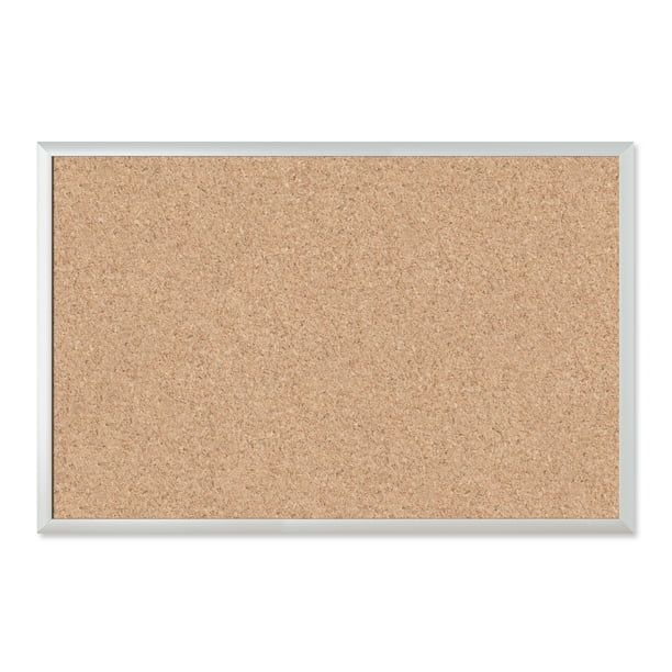 U Brands Cork Bulletin Board, 35" x 23", Silver Aluminum Frame, 021U