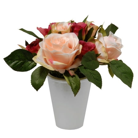 National Tree Company 7.5' Potted Rose Flowers