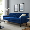 thumbnail image 2 of Tufted Sofa, Velvet, Blue Navy, Modern Contemporary Urban Design, Living Lounge Room Hotel Lobby Hospitality, 2 of 7