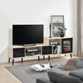 thumbnail image 2 of Kings Brand Furniture Nathan 75-Inch TV Stand – Oak/Black Entertainment Center & Media Console with Drawers, Open & Closed Storage, 2 of 6