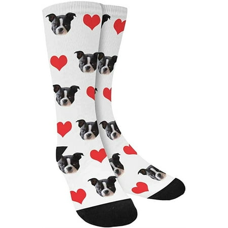 

Custom Dog Face Socks Personalized Pet Photo Picture on Socks Crew Socks Dad Gift for Men Women