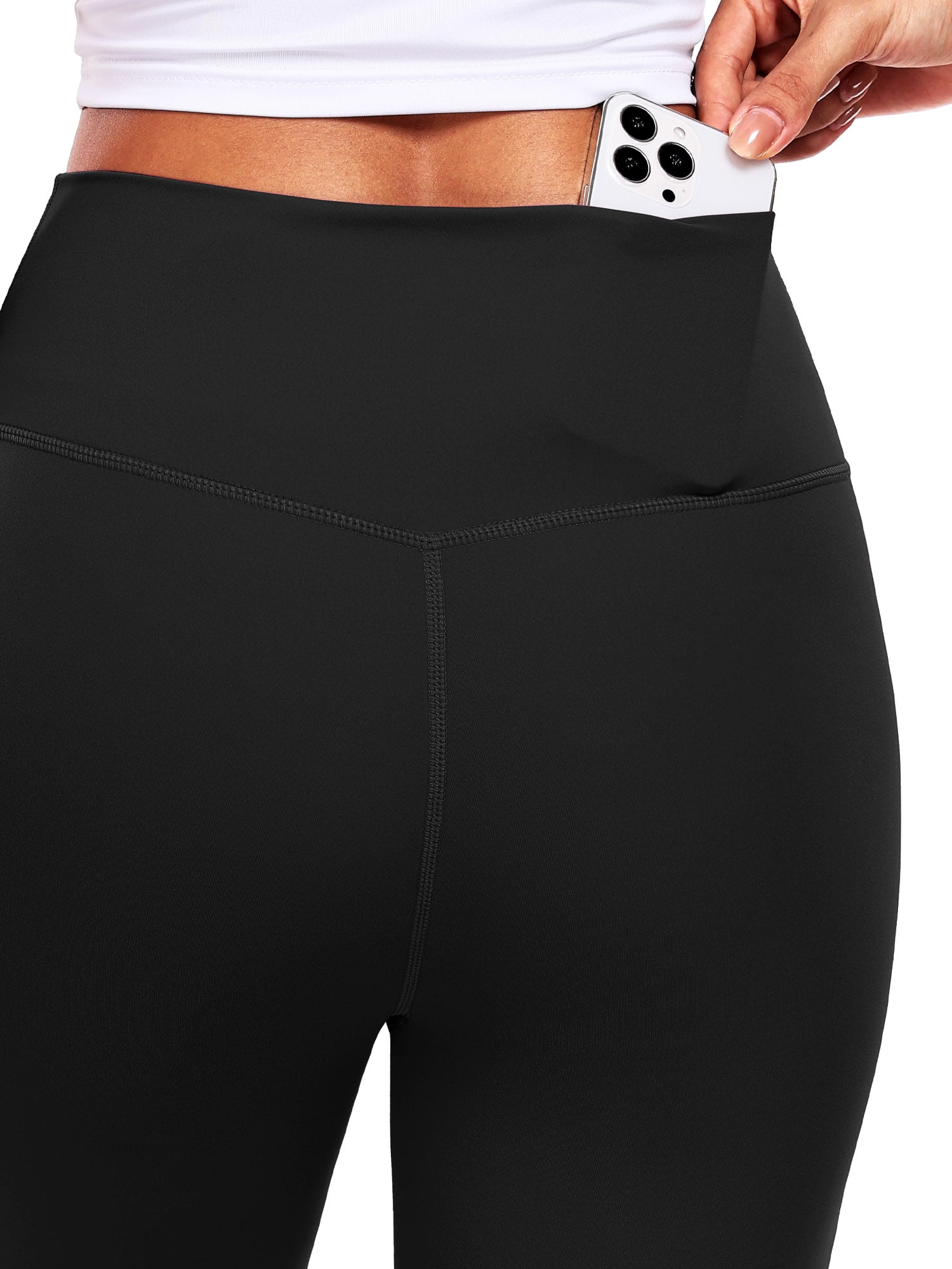 NELEUS ButterSoftFlex Womens High Waist Capri Legging for Yoga Workout Athletic Cropped Pants with Waistband Pocket,Black+Black,US Size XL