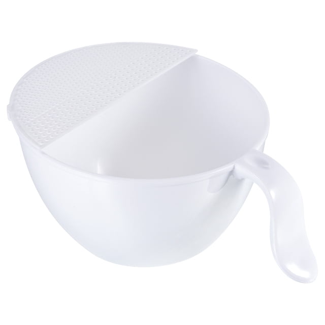 Unique Bargains Rice Washing Bowl Fruit Vegetable Strainer Colander Drainer Basket Kitchen Cleaning Tools Kit-White