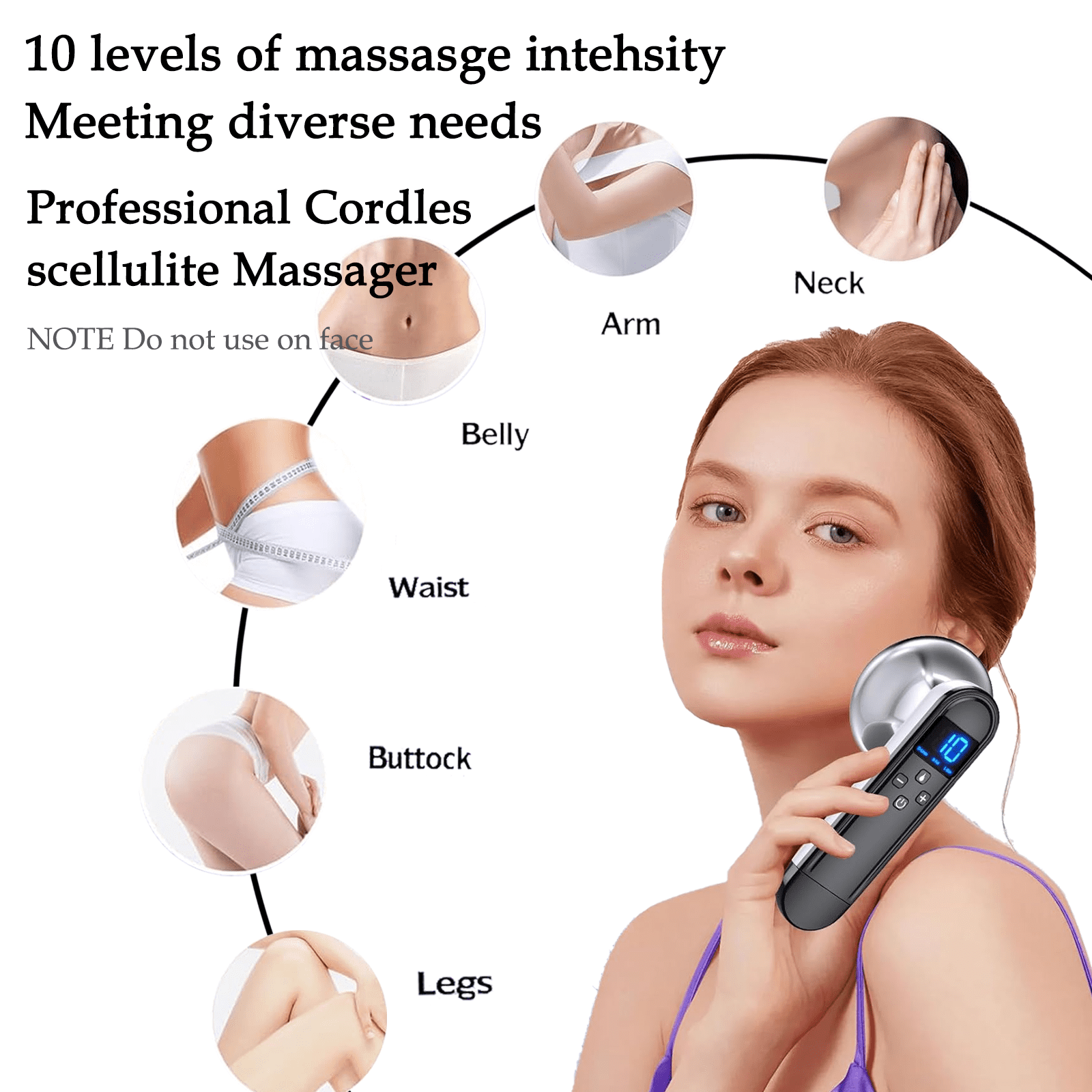 Docreld Body Sculpting Machine - Professional Handheld Cordless Cellulite Massager - Suitable for Belly, Neck, Legs, Hip, Arms