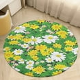thumbnail image 4 of Floral Colorful Flower Soft Bedroom Round Area Rug, Washable Cute Nursery Circle Throw Mat, Non-Slip Contemporary Small Low Pile Floor Carpet for Dorm Bedside, 4 of 6
