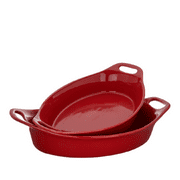 Rachael Ray 2-Piece Oval Stoneware Large Set. 2.48-qt and 3.25-qt , Cherry