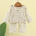 thumbnail image 2 of Odeerbi 6M-13Y Niños Niñas Verano Algodón Pijamas Manga Larga Tops Pantalones Conjunto Suave Floral Imprimir Sleepwear Ligero Transpirable Pijama Set, 2 of 3