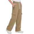 thumbnail image 6 of BXJX Boys Cargo Sweatpants Size 10-12 T, Straight-Leg Relaxed Fit Casual Elastic Waist Kids Athletic Pants with Drawstring Khaki, 6 of 8