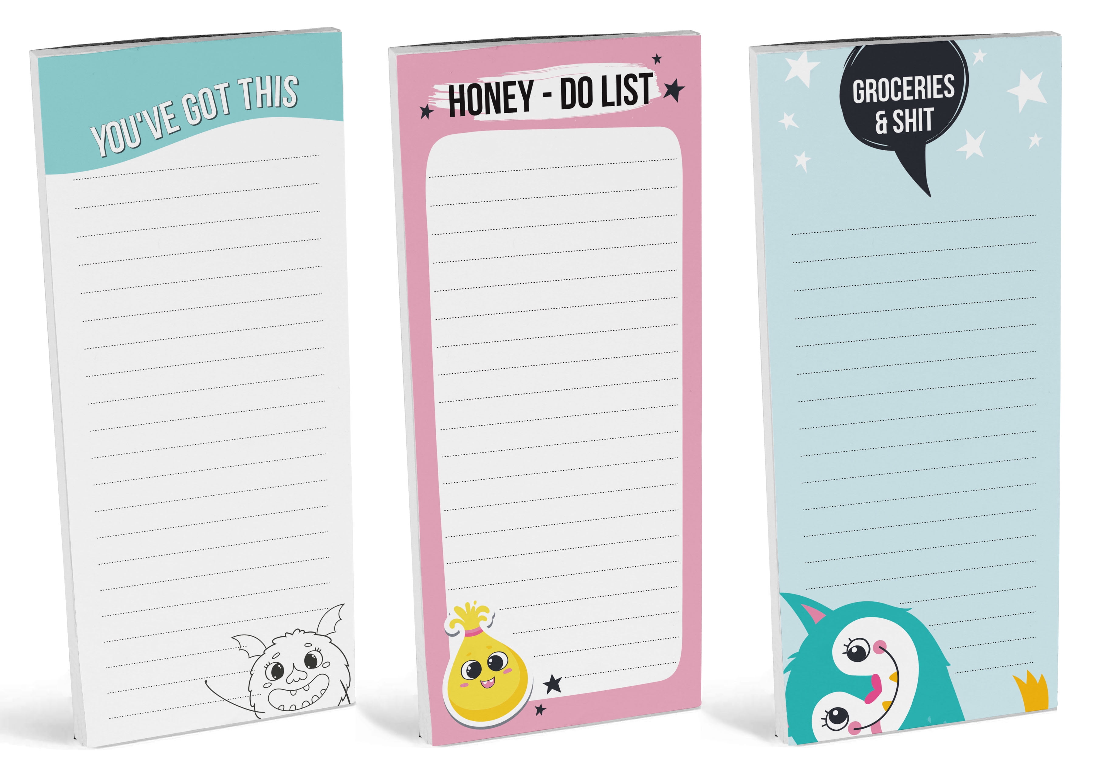 Inkdotpot Pack of 3 Magnetic Fridge To-Do List Notepads- Magnetic Memo Pads For Refrigerator-(50 Sheets Each)-HW
