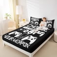 thumbnail image 4 of Manfei Boys Gaming Gamer Full Size Sheets, Video Game Console Gamepad Bed Sheets, Black and White Sheet Sets, Microfiber Bedroom Decor 4pcs, 4 of 7