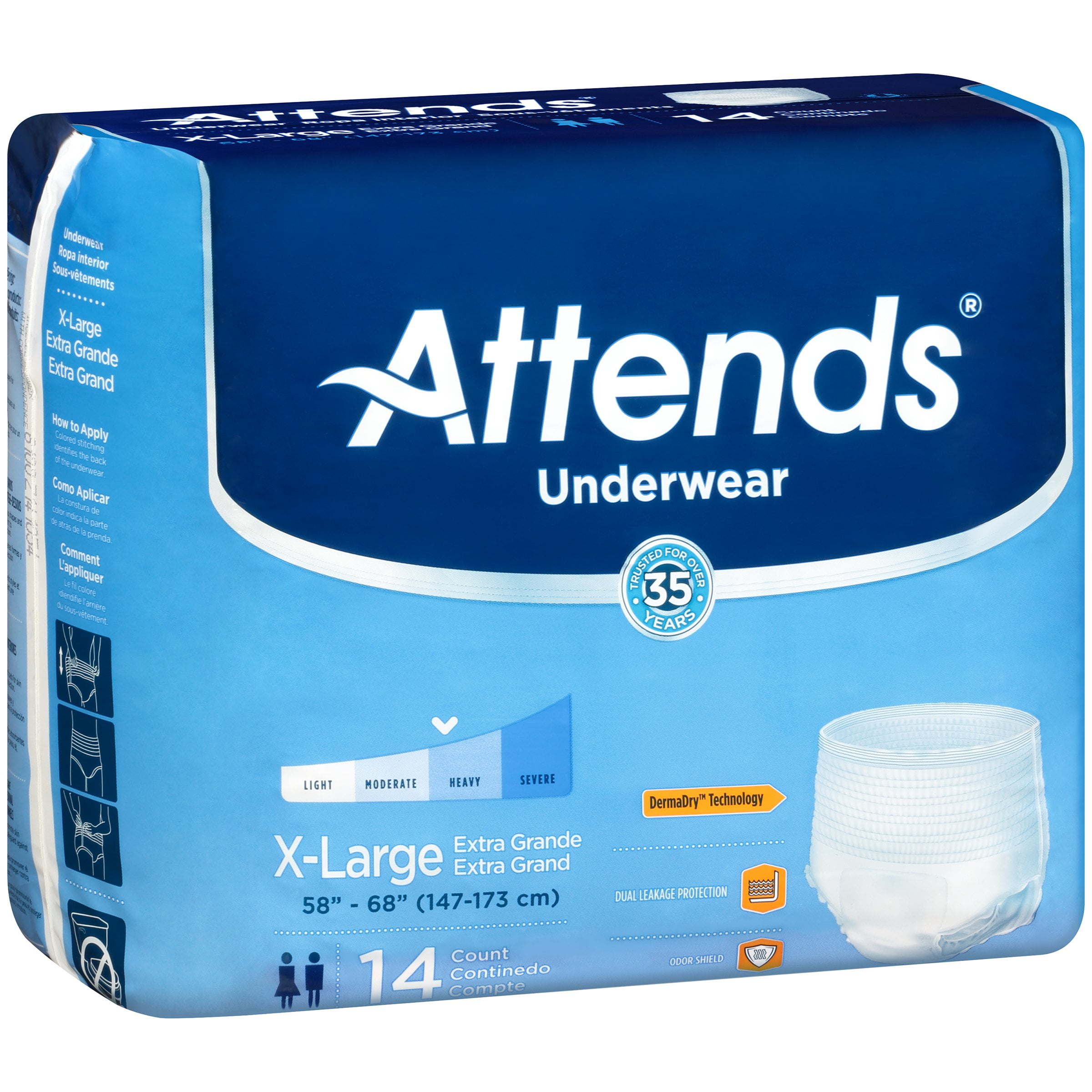 Attends Extra Absorbent Protective Underwear XLarge 58" 68