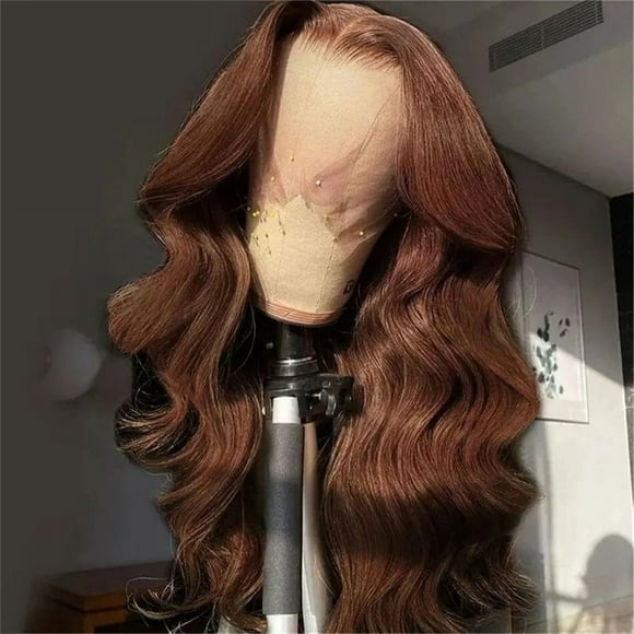 32 Inch Dark Brown Front Lace Wavy Wig Brown L. - Lace Front Wig Human Hair 28 Inch Body Gold Lace Front Human Hair Wigs Pre Plucked with Baby Hair Glueless Wigs For, Easter Makeup Wig, Mother'S Day