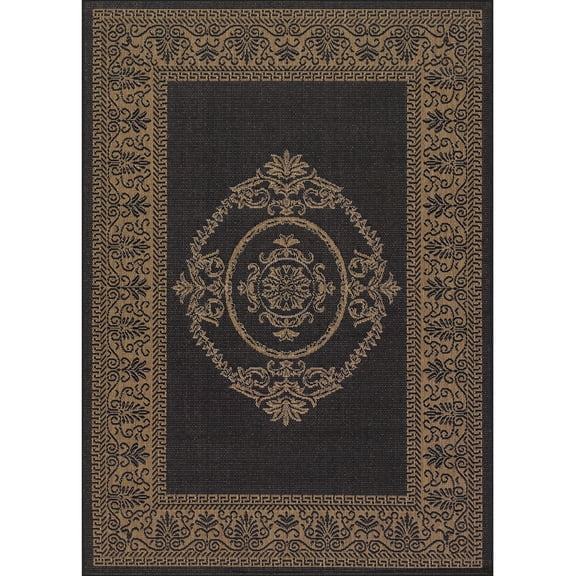 Couristan 8.5' x 13' Medallion Rectangular Area Throw Rug - Black and Brown