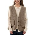 thumbnail image 6 of YDFCWXW Womens Sherpa Vest Casual Warm Fuzzy Faux Shearling Vest Sleeveless Fleece Jacket Pockets Teddy Coat Gilet for Winter Fashion (Coffee, L), 6 of 8