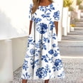 thumbnail image 2 of Fewfanhot Womens Spring Dresses Summer Short Sleeve Midi Dress with Pockets Casual Aline Flowy Tshirt Dress Floral Vocation Beach, 2 of 7